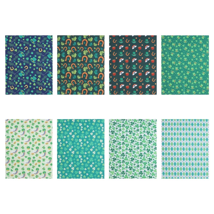 Textil anyag DIY YANYXR patchwork zöld 50x40cm 8 darabos szett