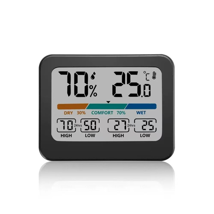 Termometru digital pentru umiditate si temperatura, 10~99% RH, 20~60°C, 93x73x19mm