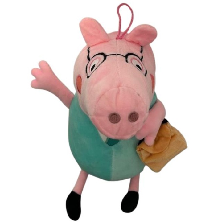 Papa malac, a szeretett Peppa Pig karakter, plüss játék zenei funkciókkal, 35 cm, zöld