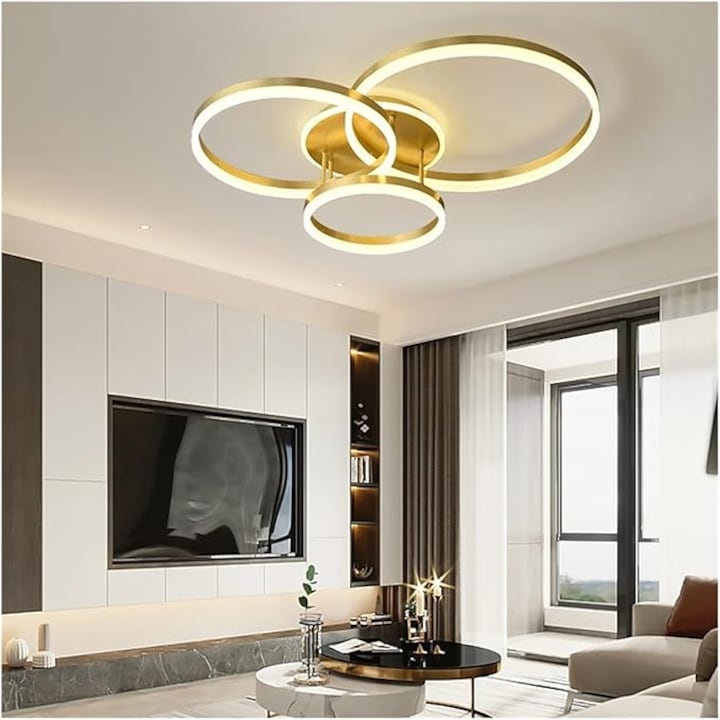 EDC® LED полилей 160W Gold 3 лампи 40cm+30cm+25cm с 2.4G wifi дистанционно управление светлина/студено/топло/неутрално регулируем интензитет