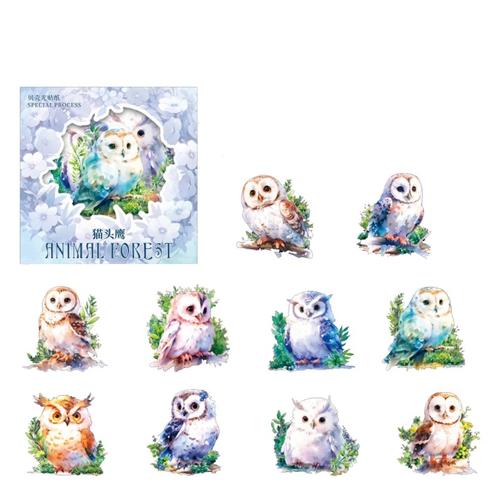 YANYXR scrapbooking matrica szett, többszínű állatok, 10 db