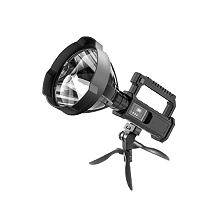 Lanterna Spotlight ZYBLSSBB LSM4213-BCS0328017, 90.000 lm, acumulator 6000 mAh reincarcabil USB cu iesire powerbank, IPX5, 4 moduri, trepied inclus, negru