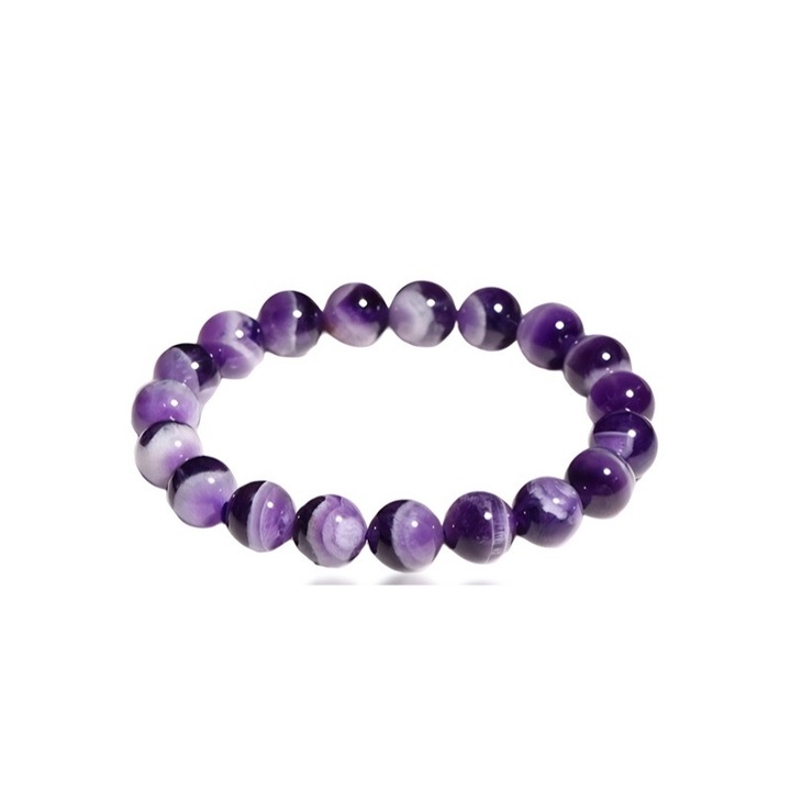 Bratara din pietre pretioase, Amethyst, elastica, multicolor, handmade