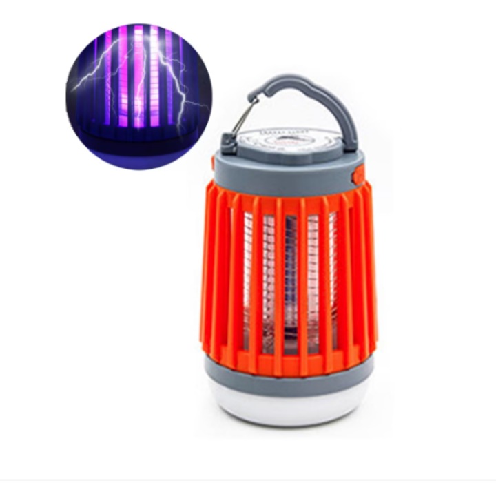 UV szúnyogriasztó lámpa, általános, hordozható, USB töltés, vízálló, 2,3 W, narancssárga