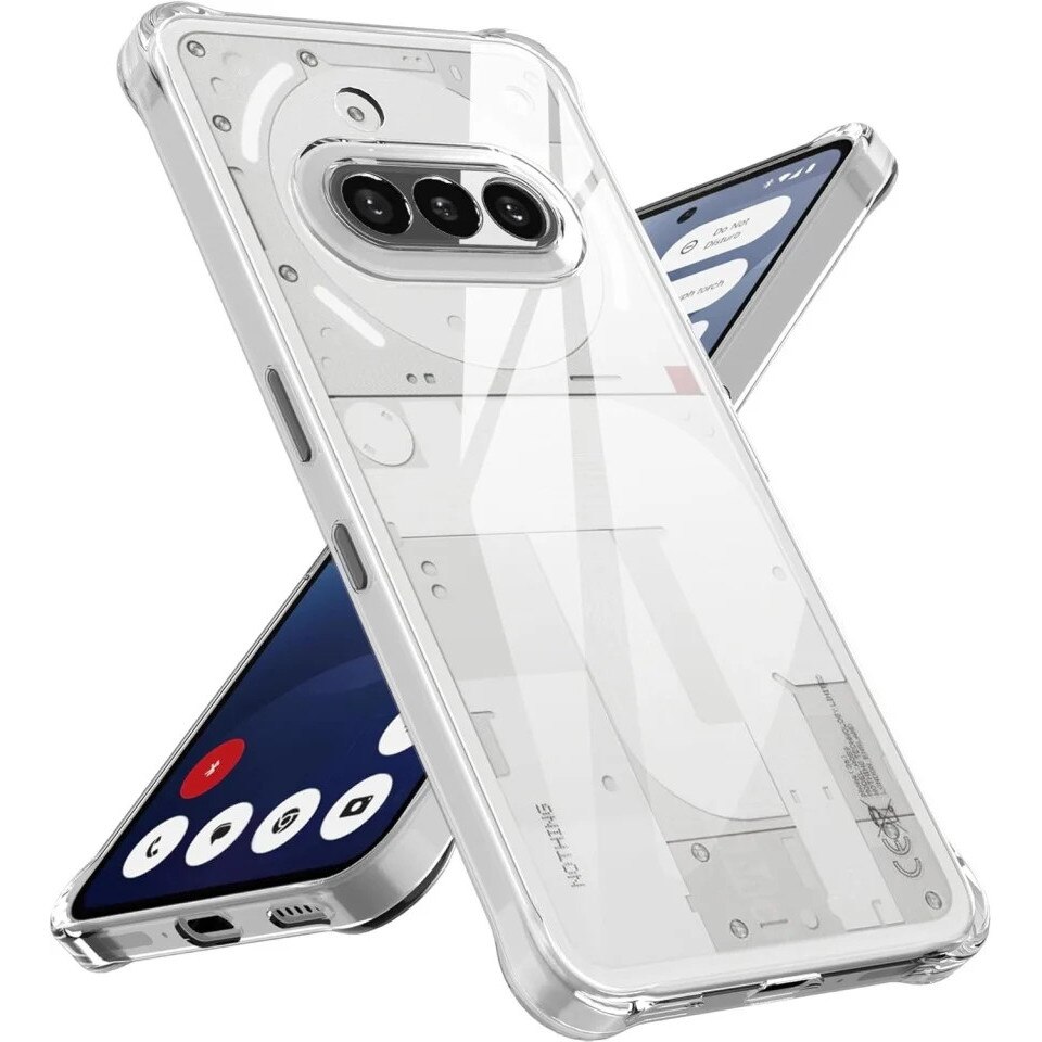 Husa pentru Nothing Phone (3a), SKYDDAR INNOVATION, Shockproof Clear Silicone, Slim Silicon, Transparenta, set cu sticker