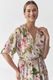 Tatuum, Rochie cu model floral si croiala petrecuta, Alb fildes/Verde masliniu