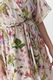 Tatuum, Rochie cu model floral si croiala petrecuta, Alb fildes/Verde masliniu