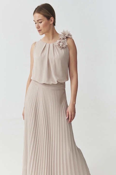 Tatuum, Rochie cu aspect plisat Rozani, Maro taupe deschis, 44