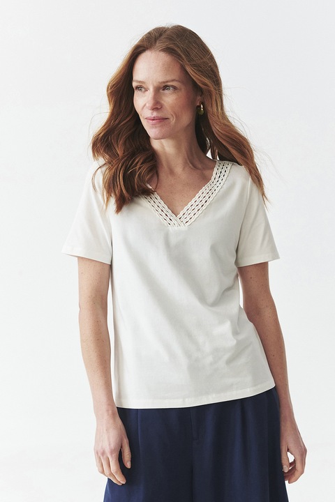 Tatuum, Tricou din amestec de modal cu decolteu in V, Alb murdar