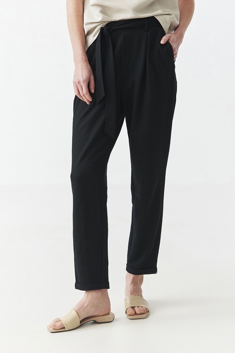 Tatuum, Pantaloni crop cu pliuri, Negru