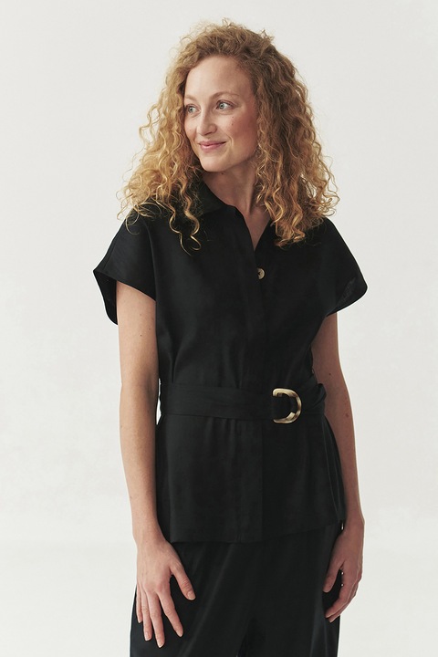 Tatuum, Camasa din amestec de in cu maneci scurte Umbria, Negru