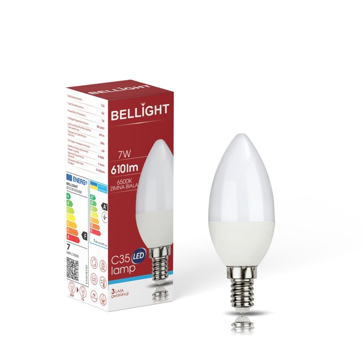 Bec LED C35 230v 7w 6500k e14 lumanare