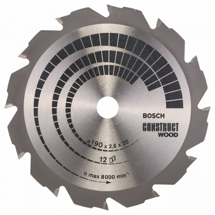 Panza de ferastrau circular Bosch Construct Wood, 190 x 20 / 16 mm, 12 dinti
