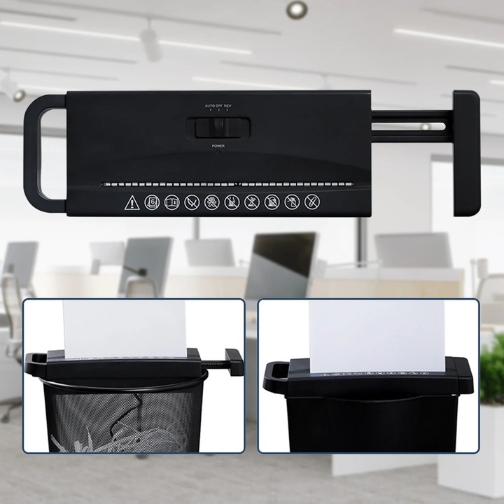Distrugator documente portabil YANYXR multifunctional negru 32.5x10.8x6cm