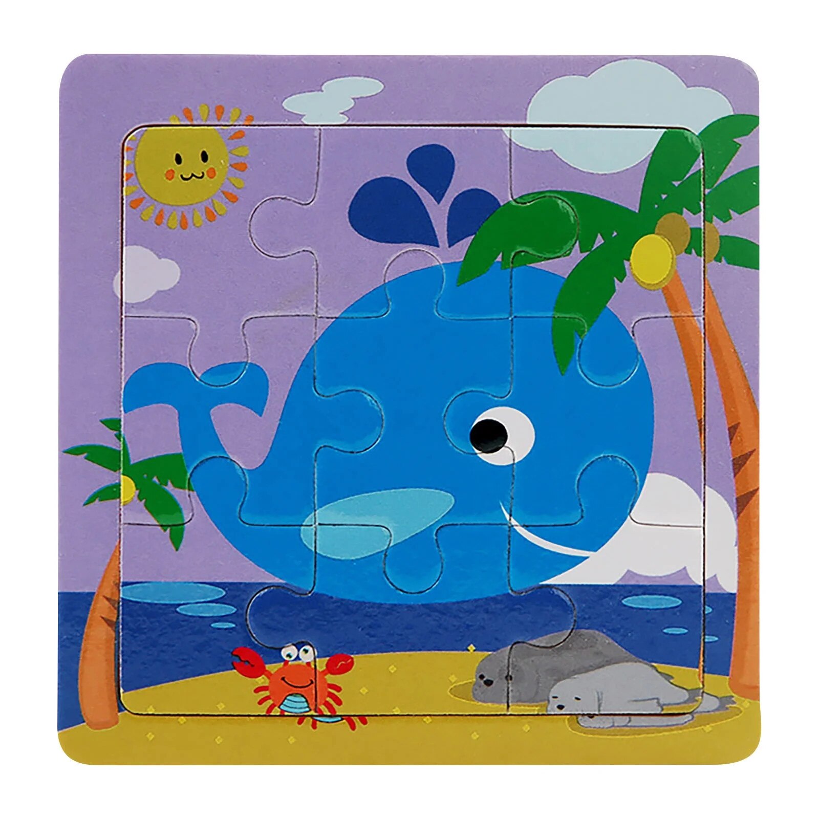 Puzzle din lemn 9 piese pentru copii 3-7 ani, educativ, 9x9cm