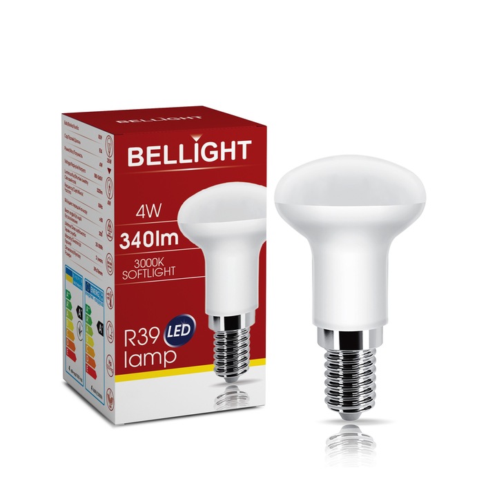 Bec LED BELLIGHT R39 E14 4W 3000K, forma grajdi, 3,9cm