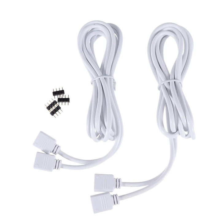 Cablu de extensie pentru benzi LED, 4 pini, set, alb, 2m