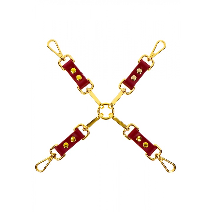 Scala Selection bondage lánc, eco-bőr, piros/arany
