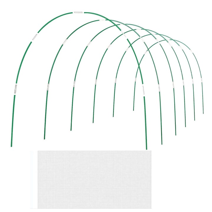 Sera tunel larg, cadru suport din fibra de sticla, plastic, dimensiuni conform imaginii