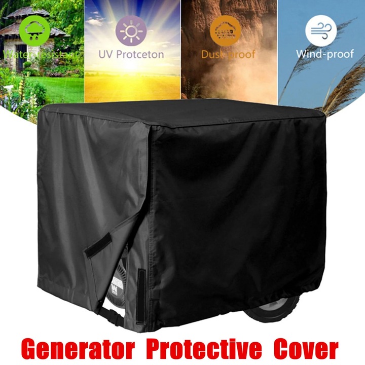 Husa universala impermeabila pentru generatoare, 210D, 66x51x51cm sau 81x61x61cm sau 97x76x76cm, rezistenta la intemperii