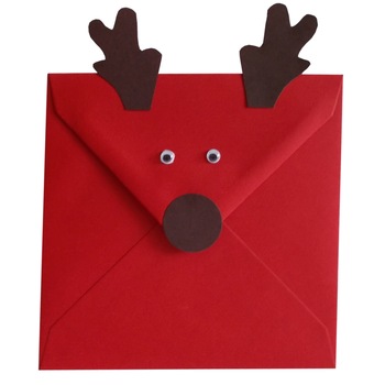 Plic rosu Christmas 133 x 133 mm decorat cu ren Plic rosu Christmas 133 x 133 mm decorat cu ren