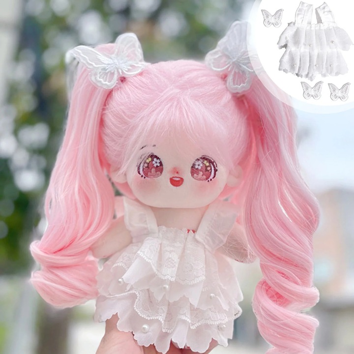 Papusa 20cm YANYXR rochie alba nunta bumbac