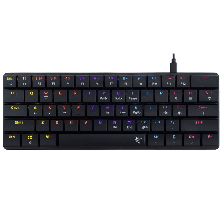 Механична клавиатура White Shark Nagamaki RGB, червени превключватели, черни, USB, Tenkeyless