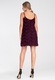 Rochie Figl cu franjuri, burgundy, scurta, eleganta, fara maneci, material luxos, S-M INTL