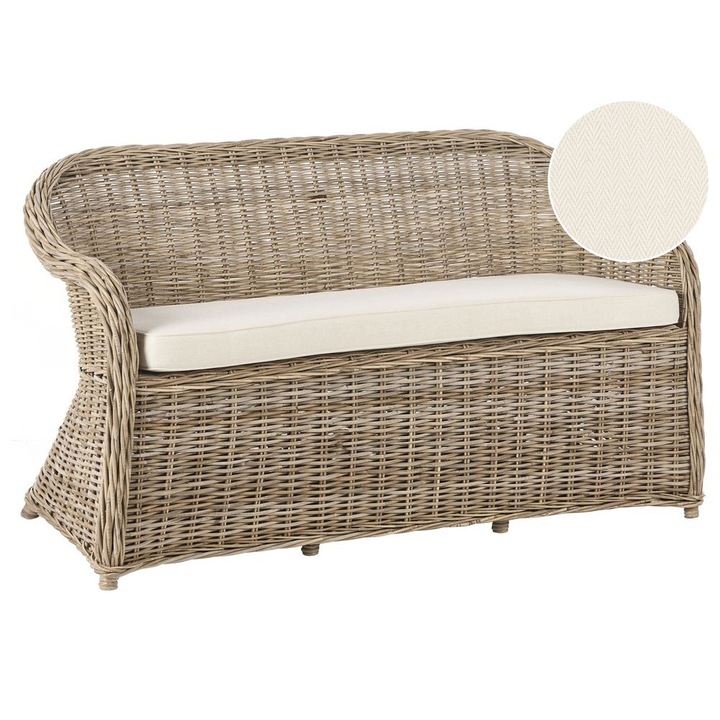 Kerti pad ülőpárnával Susua 150 cm Rattan Természetes