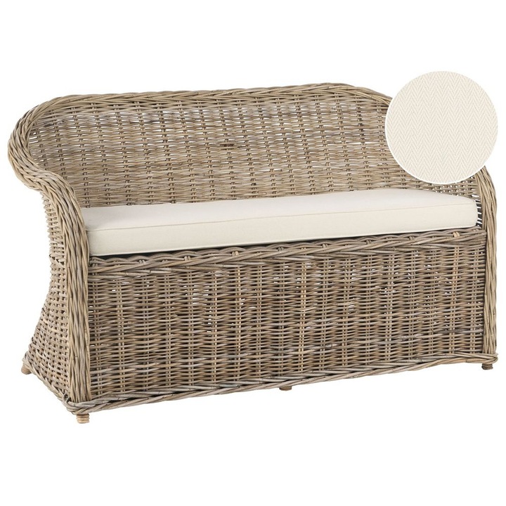 Kerti pad ülőpárnával Susua 141 cm Rattan Természetes
