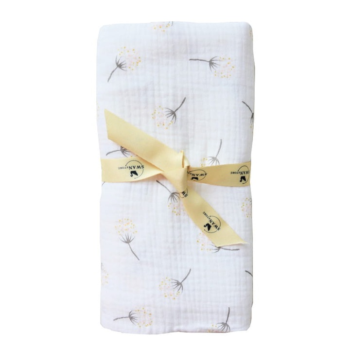 Babatakaró, Hattyú, 100% pamut, 100x100cm, fehér