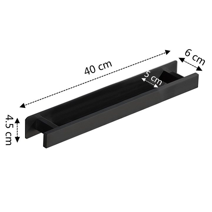Suport prosoape, AMRINUGL, design robust, finisaj negru mat, instalare integrata, baza patrata