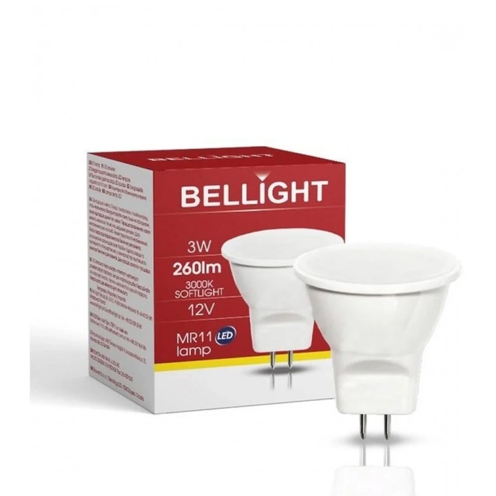 BELLIGHT LED izzó, MR11 12V 3W 3000K meleg, klasszikus, F energiahatékonysági osztály