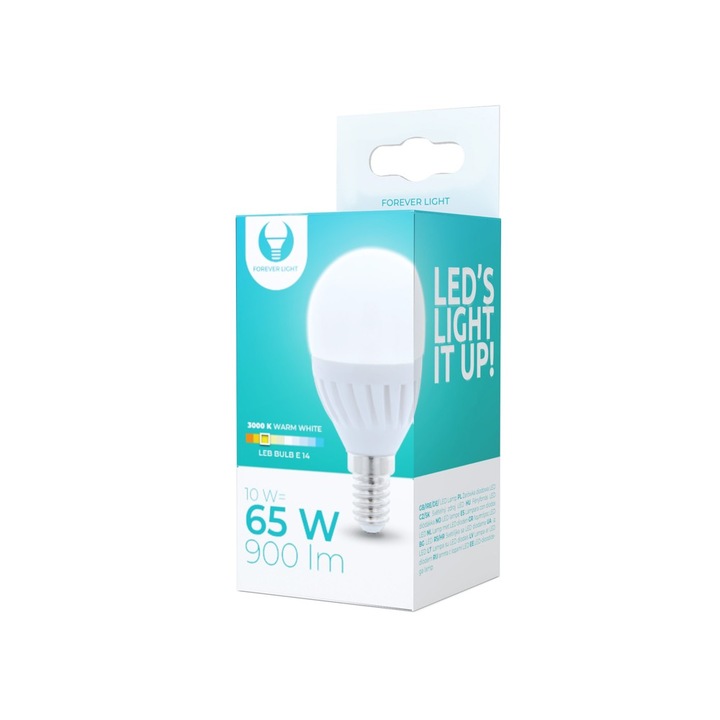 Bec LED E14 G45 10W 3000K 900lm clasic, Forever Light