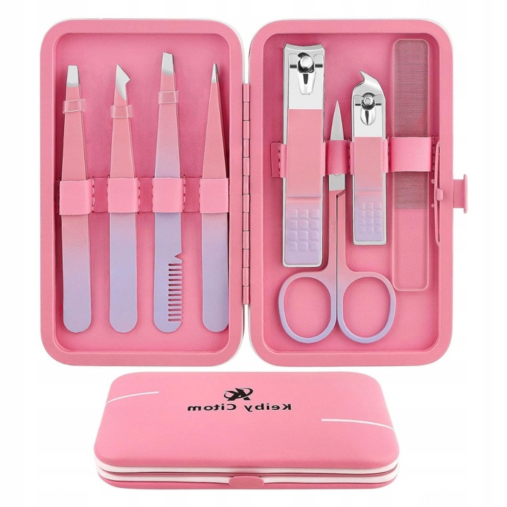 Set pensete si obcinatoare TRS, 8 piese, inox, negru, 9x10cm