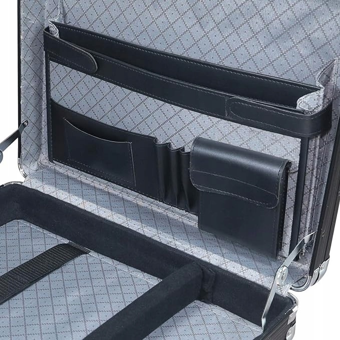Geanta laptop HMF, neagra, 45x33x11cm, cu incuietoare cu cifru, structura din aluminiu