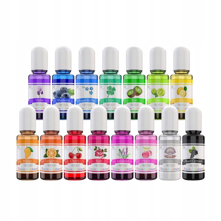 Set 15 Pigmenti Lichizi Epoxidici TRS, Culori Diverse, 10ml fiecare