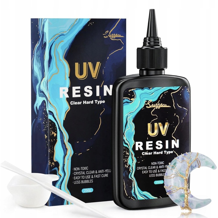 Rasina UV 250g, transparenta, tarie extrema, uscare rapida, pentru bijuterii si proiecte DIY