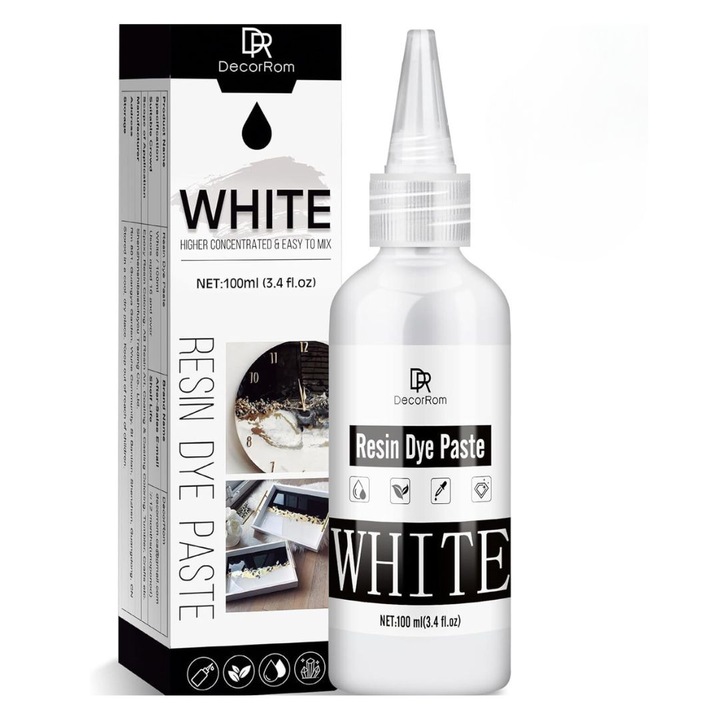 Pasta pigmentata alba, TRS, 100ml, pentru rasina epoxidica si UV, consistenta densa si cremoasa