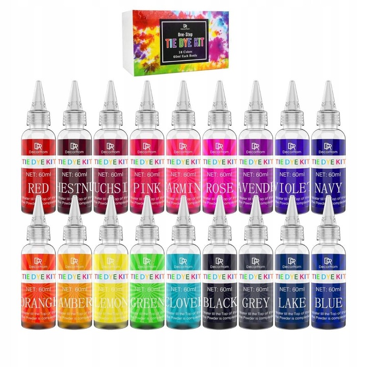 Set 18 vopsele textile TRS, 18x60ml, non-toxic, pentru DIY