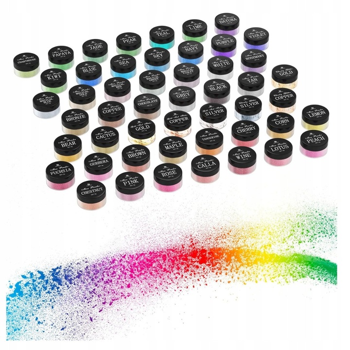 Set de pulbere de mica 50 culori, TRS, stralucitor, vegan, netoxic, 5 grame