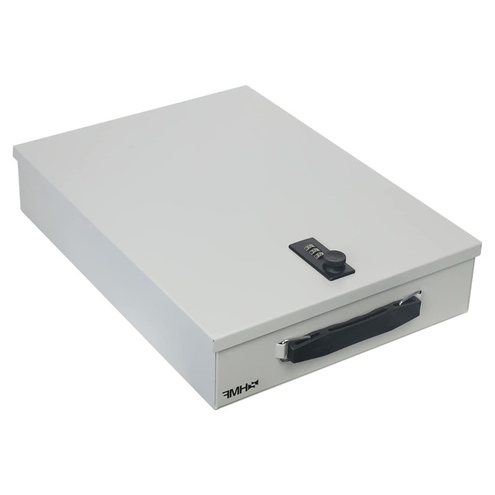 Casca de documente TRS, A4, cu inchidere prin cifru, 37,5x26,5x8cm, gri deschis