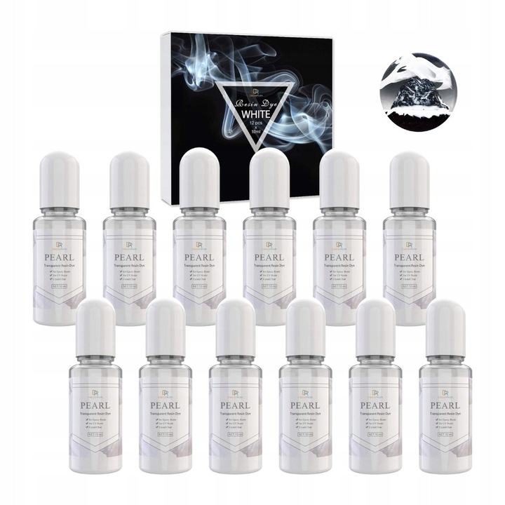 Set 12 vopsele pigmentare pentru rasina epoxidica, TRS, alb, 10ml fiecare