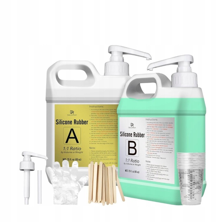 Set de creare forme din silicon, TRS, 470ml, 2 pompe, 10 cupe de amestec, 10 manusi, 10 bete de amestec, verde