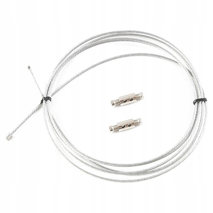 Cablu de securitate din otel, 2 prinderi, argintiu