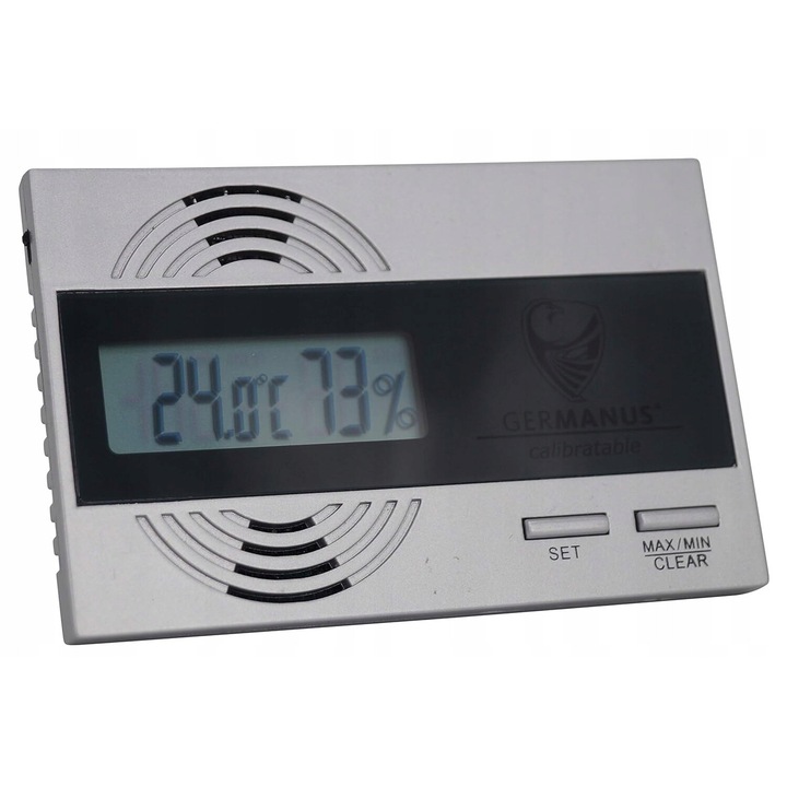 Higrometru digital GERMANUS 615, calitativ, cu functie de calibrare, alb, 50x10x5cm