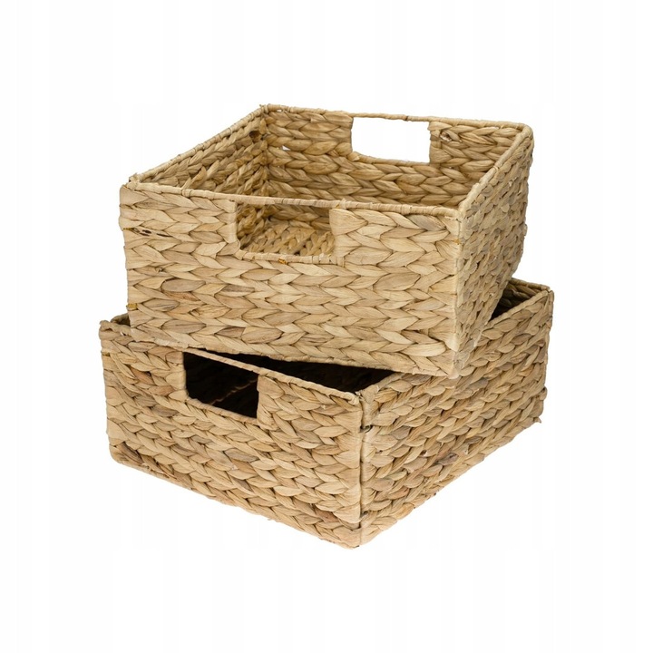 2 db-os tárolódoboz szett, EcoStorage, vízijácintból, 30x34x15cm, natúr