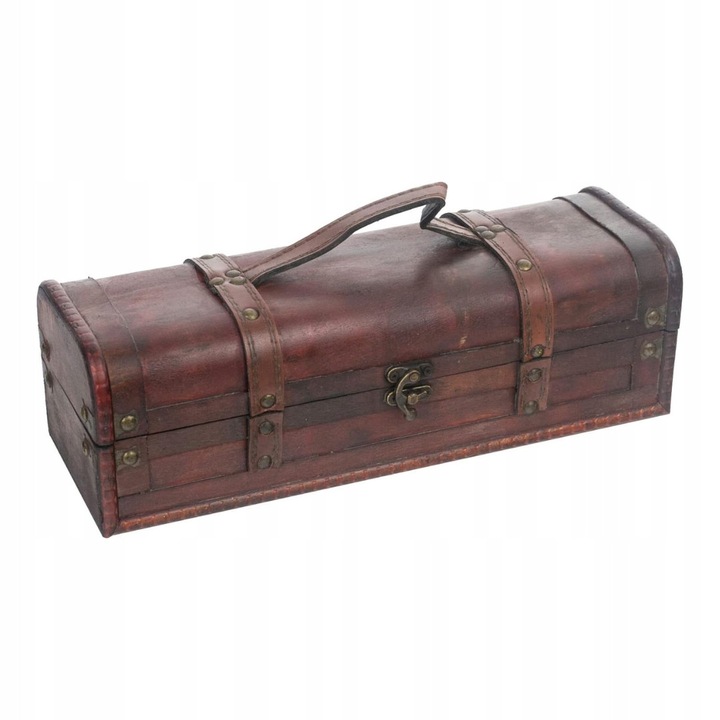 Vintage fa tárolódoboz fedéllel, 35x12x11cm, 1 darab