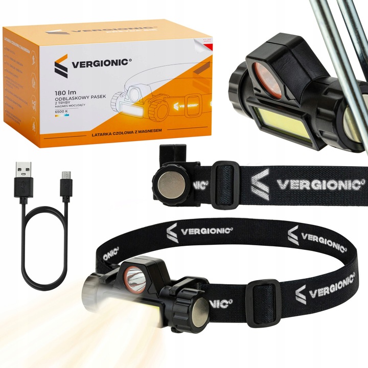 Lanterna Vergionic, LED 4W1 COB, 100lm, USB, 8,3x4cm, cu magnet