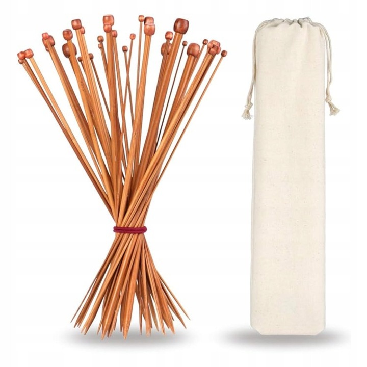 Set de 18 perechi andrele din bambus, TRS, 2.0 mm - 10.0 mm, cu sac de depozitare